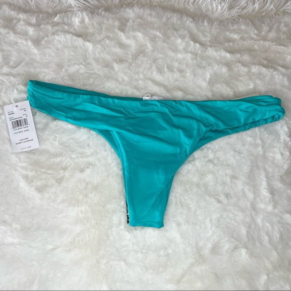 NEW RVCA Teal Blue Brazilian Cheeky Bikini Bottoms Size XL - Picture 1 of 5